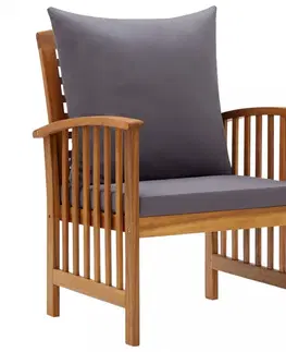Zahradní židle Zahradní židle 2 ks akácie / látka Dekorhome Šedá