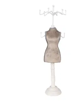 Šperkovnice Béžovo-bílý stojan na šperky ve tvaru figuríny - 12*12*39 cm Clayre & Eef 65311
