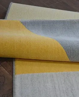 Koberce a koberečky Dywany Lusczow Kusový koberec SCANDI 18487/572 - trapéz šedý / zlatý / tyrkysový, velikost 160x230