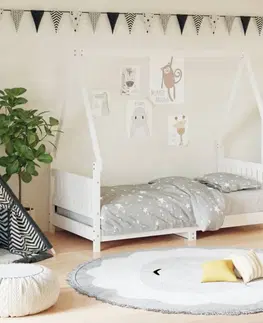Dětské pokoje Dětská postel bílá 80 x 160 cm masivní borové dřevo