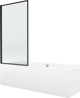 Vany Vana Mexen Cube 170x80 cm s panelem bílá + jednokřídlá zástěna pohyblivá 80 x 140 cm černá/černá