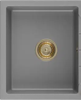 Sifony k pračkám MEXEN/S Bruno granitový dřez 1 s odkapávačem 795x495 mm, šedá, + zlatý sifon 6513791010-71-G