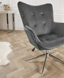Židle LuxD Designová otočná židle Joe - šedý samet