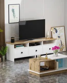 Obývací stěny a sestavy nábytku Set nábytku do obývacího pokoje OSLO bílý dub