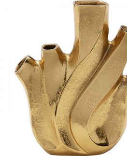 Dekorativní předměty KARE Design Hliníková váza Flame - zlatá, 29cm