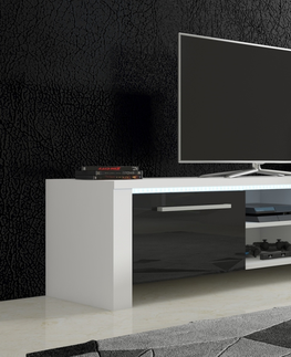 TV stolky TV stolek ZARKENT 2, bílá/černý lesk, 5 let záruka