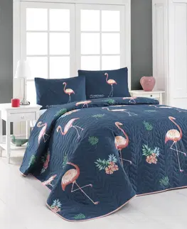 Přehozy L'essentiel Sada přehozu na postel s polštáři Filamin 200x220 cm modro-růžová