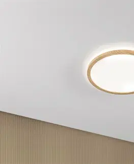 LED stropní svítidla PAULMANN LED Panel Atria Shine Backlight IP44 kruhové 293mm 16W 4000K design dřevo 710.33