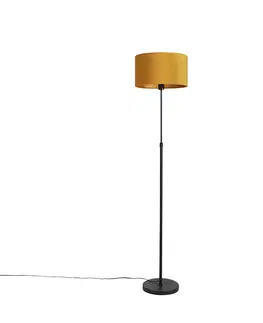 Stojaci lampy Stojací lampa černá se sametovým odstínem okrová žlutá se zlatem 35 cm - Parte