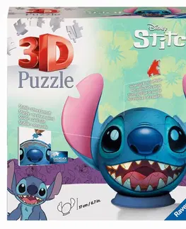 Hračky puzzle RAVENSBURGER - Puzzle-Ball Disney: Stitch s ušima 72 dílků