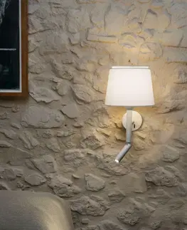 Nástěnná svítidla s látkovým stínítkem FARO SAVOY nástěnná lampa, bílá, se čtecí lampičkou