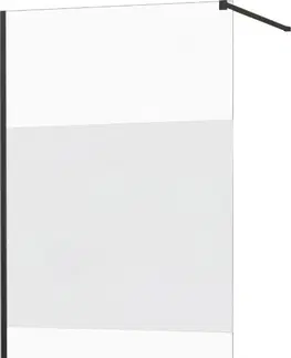 Sprchové zástěny MEXEN/S KIOTO Sprchová zástěna WALK-IN 080x200 cm 8 mm, černá, Transparent/matné sklo 800-080-101-70-35