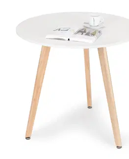 Stolky do obývacího pokoje MODERNHOME Odkládací stolek LOUIS 80 cm bílý