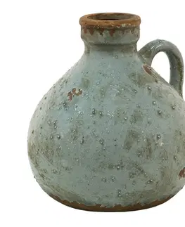 Dekorativní vázy Šedá antik keramická dekorativní váza s ouškem  - 15*15*16 cm Clayre & Eef 6CE1426