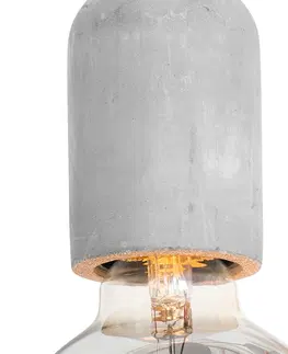 Zavesna svitidla Průmyslová závěsná lampa černá s betonovým kulatým 5-světlem - Pedra