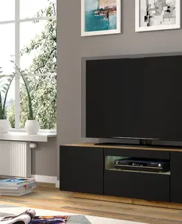 TV stolky ARTBm TV stolek AURA 150 | dub artisan / černá Variant: s LED osvětlením