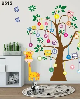 Zvířátka Úžasná nálepka na zeď pro děti abeceda na stromě