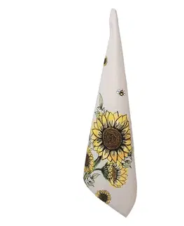 Utěrky Béžová bavlněná utěrka se slunečnicemi Sunny Sunflowers - 50*70cm Clayre & Eef SUS42-2