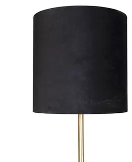 Stojaci lampy Klasická stojací lampa mosaz s černým odstínem 40 cm - Simplo