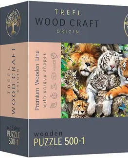 Hračky puzzle TREFL - Dřevěné puzzle 501 - Divoké kočky v džungli