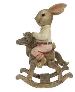 Velikonoční dekorace Dekorace králíka na houpacím koníkovi - 9*4*13 cm Clayre & Eef 6PR3293