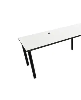Herní stoly Expedo Počítačový rohový stůl LOOK N s LED, 200/135x73-76x65, bílá/černé nohy, pravý
