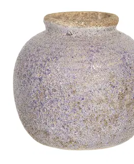 Dekorativní vázy Retro váza s nádechem fialové a odřeninami - Ø 8*8 cm  Clayre & Eef 6CE1218
