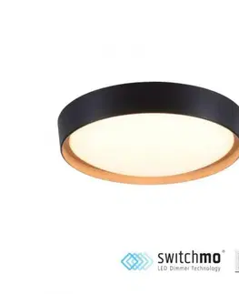 LED stropní svítidla LEUCHTEN DIREKT is JUST LIGHT LED stropní svítidlo, kruhové, černá, stmívatelné, imitace dřeva, teplá bílá, stropní svítidlo krokově stmívatelné 3000K