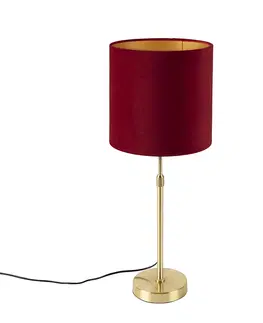 Stolni lampy Stolní lampa zlatá / mosaz s odstínem červeného sametu 25 cm - Parte