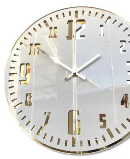 Nástěnné hodiny Nástěnné hodiny v retro stylu bílé barvy se zlatým ciferníkem