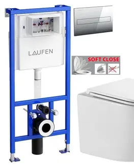 Záchody LAUFEN Rámový podomítkový modul CW1 SET s chromovým tlačítkem + WC INVENA LIMNOS WITH SOFT, včetně soft/close sedátka H8946600000001CR LI1