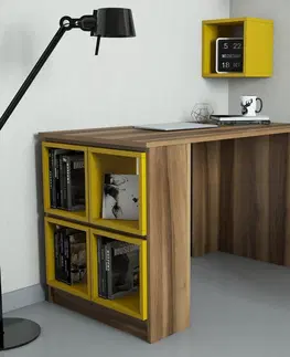 Kancelářské a psací stoly Psací stůl BOX ořech žlutý