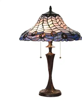 Svítidla Modrá stolní lampa Tiffany Bleu Gérald - Ø 40*60cm Clayre & Eef 5LL-6338