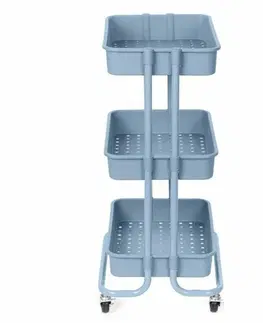 Úložné boxy Compactor Koupelnový vozík s kolečky Grena, 3 police, 43 x 34,8 x 75 cm, modrá