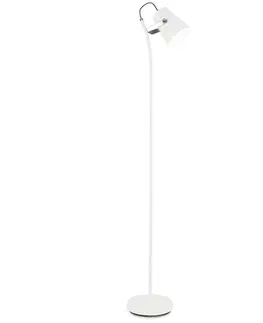 Stojací lampy se stínítkem Sessak Moderní stojací lampa Odette - pr. 140 x 1500 x 230 mm, 28 W, matná bílá, chrom SE ODELV