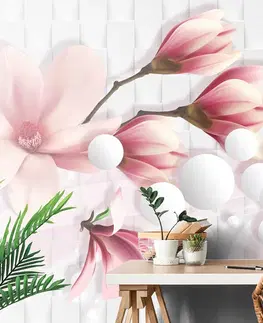Samolepící tapety Samolepící tapeta magnolie s abstraktními prvky