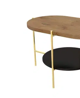 Konferenční stolky Expedo Konferenční stolek RING, 80x50x50, dub/zlatá