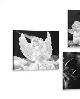 Sestavy obrazů Set obrazů nebeská radost v černobílém provedení