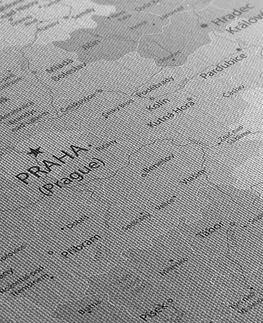 Obrazy mapy Obraz elegantní šedá mapa Česka