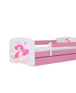 Dětské postýlky Kocot kids Dětská postel Babydreams víla s motýlky růžová, varianta 80x180, se šuplíky, s matrací