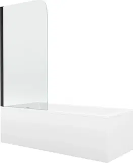 Vany MEXEN/S Cubik obdélníková vana 160 x 70 cm s panelem  + vanová zástěna 70 cm, transparent,  černá 550316070X9007017000