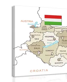 Obrazy mapy Obraz decentní béžová mapa Maďarska