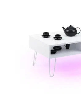 Konferenční stolky Expedo Konferenční stolek ATOS, 100x40x60, bílá + LED