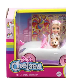 Hračky panenky MATTEL - Barbie Chelsea A Kabriolet S Nálepkami