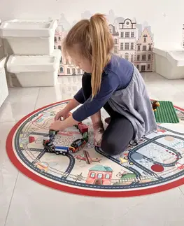 Hrací podložky Dětská podložka na hraní pro kluky s cestami a jménem - Dopravní prostředky