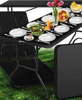 Zahradní nábytek Zahradní cateringový stůl rozkládací 180 cm - černý