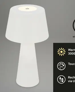 LED stolní lampy BRILONER LED nabíjecí stolní lampa pr.16,5 cm 3,5W 400lm bílé IP44 BRILO 7437016