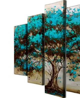 Obrazy Hanah Home Vícedílný obraz BLUE TREE 105x70 cm