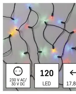 Vánoční řetězy a lamety EMOS LED vánoční řetěz Tradit 17,85 m barevný