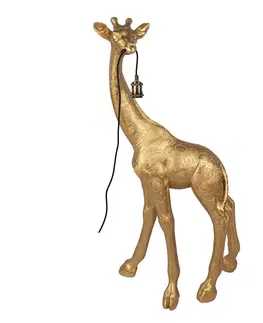 Lampy Zlatá stojací lampa ve tvaru žirafy Giraffe - 61*34*119 cm E27/max 1*40W Clayre & Eef 5LMP666